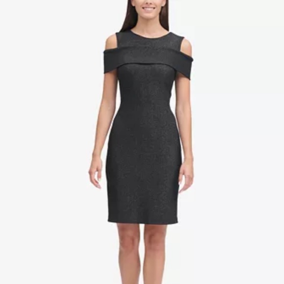 Tommy Hilfiger Dresses & Skirts - Tommy Hilfiger Foil Knit Cold-Shoulder Sheath Dres
